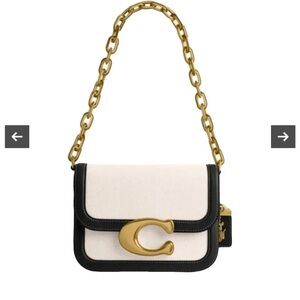 Coach Black and Cream Shoulder Bag with Gold Accents
